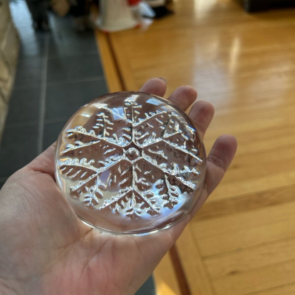Garanti Cristal Snowflake Paperweight Genuine 24% Lead Crystal France S6484